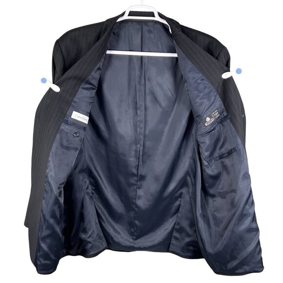 Calvin Klein Mens 44R Blue Pinstripe Wool Single Breasted Sport Coat Old Money - Picture 3 of 16